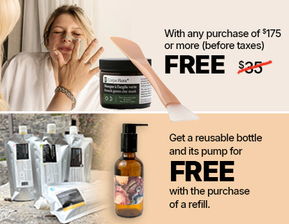 Free Green Clay Mask from $175 + free reusable bottle with a refill — Corpa Flora