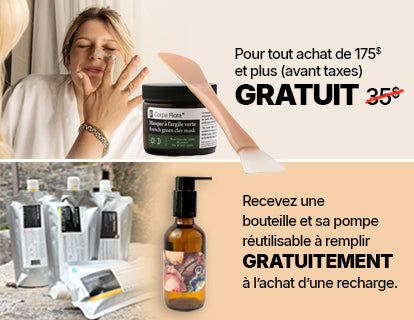 Masque à l'argile verte offert dès 175 $ + bouteille réutilisable offerte à l'achat d'une recharge — Corpa Flora