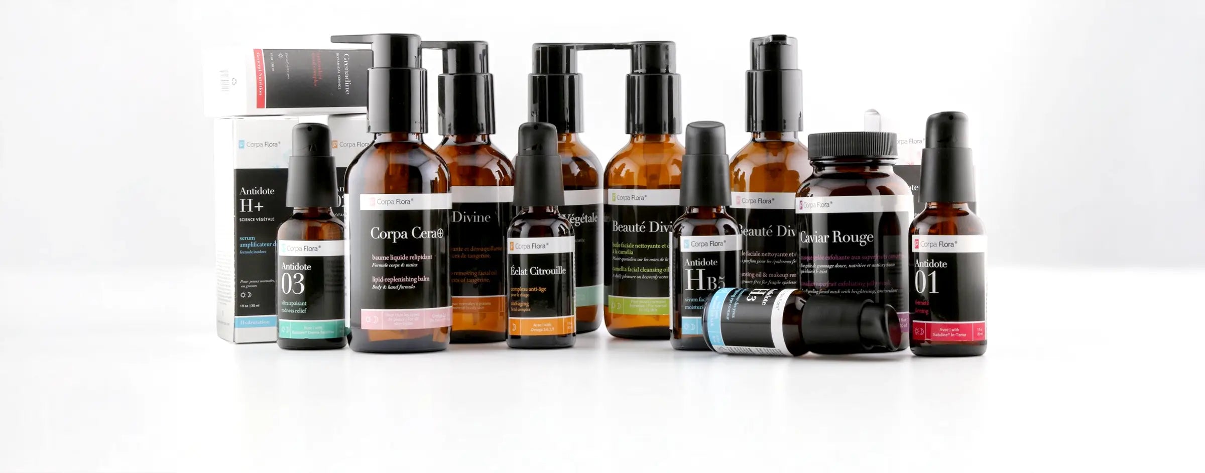 La gamme complète Corpa Flora — soins naturels et véganes fabriqués au Québec